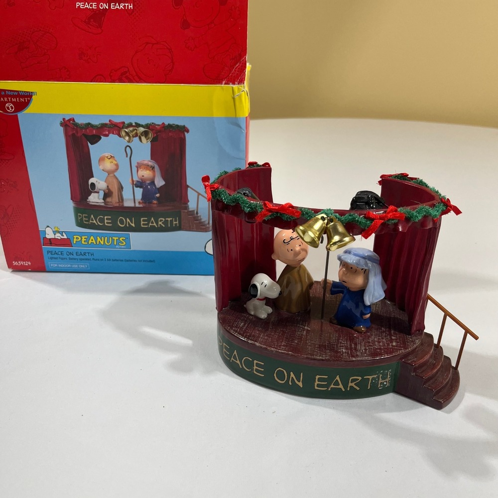 Department 56 Peanuts Peace On Earth Lighted Nativity Figurine 2006 Red 5in
